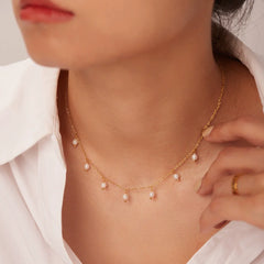 White Gold Plated Pearl Anti Tarnish Stainless Steel Necklace
