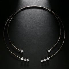 Silver Choker Silver Plated Cubic Zirconia Necklace.