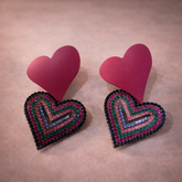 Multi Color Heart Black Rhinestone Alloy Drop Earrings For Women