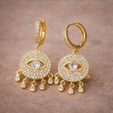 Evil Eye Gold Plated Cubic Zirconia Anti Tarnish Copper Hoop Earrings