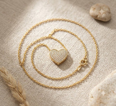 Gold Plated Heart Shaped CZ Anti Tarnish Copper Pendant For Women