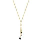 Black Beads Tassel with Star Charm Rose Silver Gold Brass Necklace