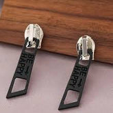 Black Zipper Alloy Enamel Stud Earrings for Women