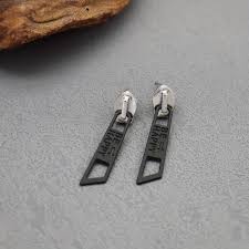 Black Zipper Alloy Enamel Stud Earrings for Women