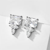 White Yellow Gold Silver CZ Anti Tarnish Copper Stud Earrings