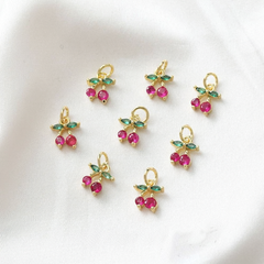 Designer Multi Color Fruit Charm Enamel Gold Plated CZ Copper Pendant