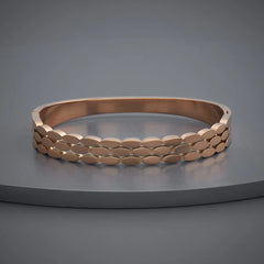 Layered Leaf Design Rose Gold Plated Plain Stainless Steel Cuff & Kada
