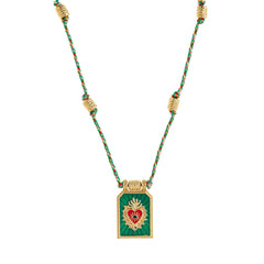 Dual Heat Gold Multi Beads Thread Anti Tarnish Necklace Pendant