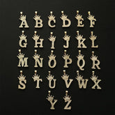 Crown Alphabet Letter A Gold American Diamond Copper Pendant Charm For Women