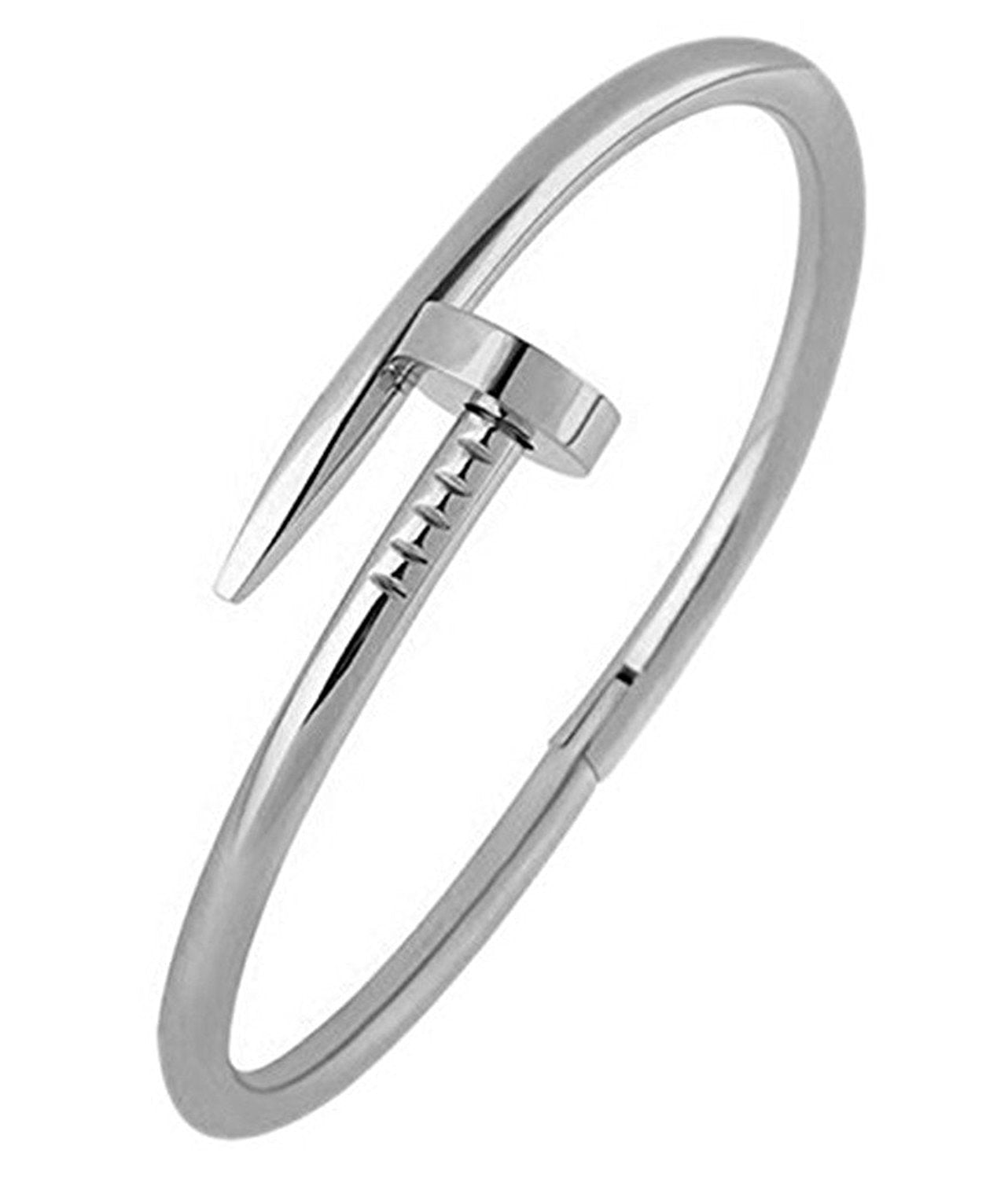 Nail Gothic Cz Stainless Steel Openable Cuff Kada Bangle Bracelet Men