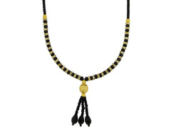 Indian Designer Black Beads Cz Gold Plated Necklace Chain Mangalsutra For Women