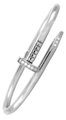 Nail Gothic Cz Stainless Steel Openable Cuff Kada Bangle Bracelet Men