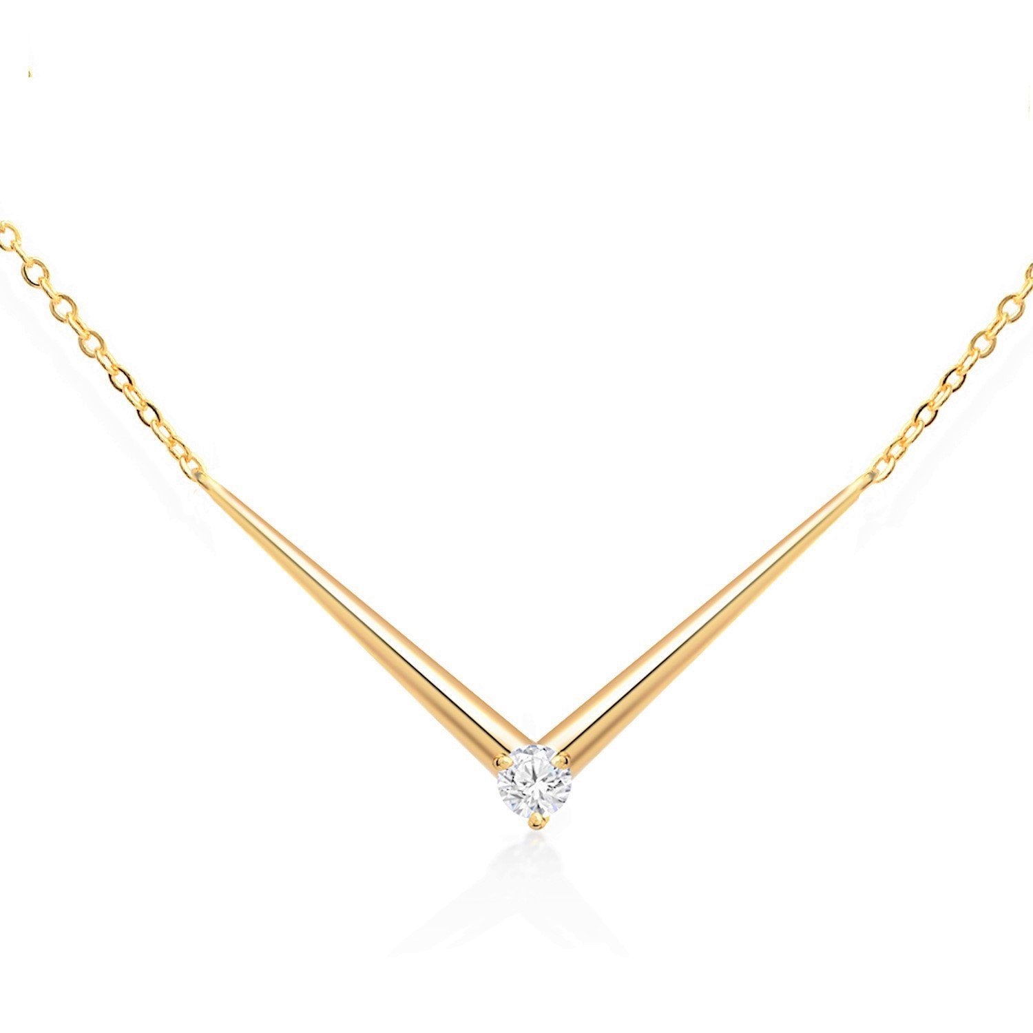 Brass 18k Rose Gold V Shape Chain Pendant For Women – ZIVOM