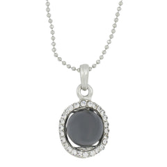 Flower Cz Silver Pearl Pendant Chain Necklace Combo