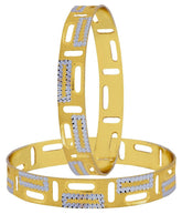 Wedding Designer 22K Gold Plated Rhodium Metal Chuda Kada Bangle Set Of 2 For Women