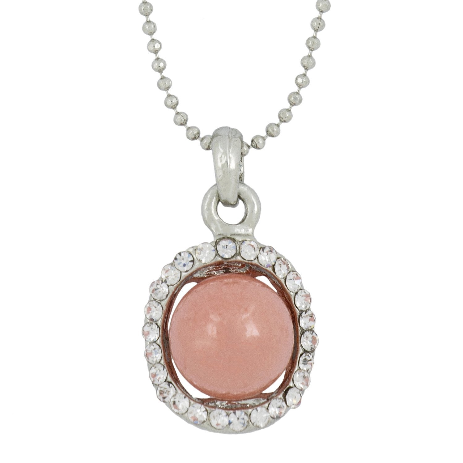 Trendy Rhodium Plated Cz Pearl Necklace Pendant Chain Set Girls