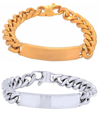 316L Stainless Steel Curb Solid Matt Finish Plate Bracelet Men