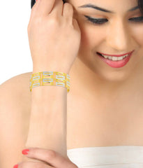 Wedding Designer 22K Gold Plated Rhodium Metal Chuda Kada Bangle Set Of 2 For Women