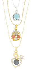 Trendy Rhodium Plated CZ Pearl Necklace Pendant Chain Set Girls