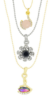 Rainbow 18K Gold Plated CZ Necklace Pendant Chain Set Girls