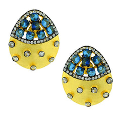 Indo-Western Emerald Green American Diamond Cz Gold Stud Earring