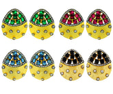 Indo-Western Emerald Green American Diamond CZ Gold Stud Earring