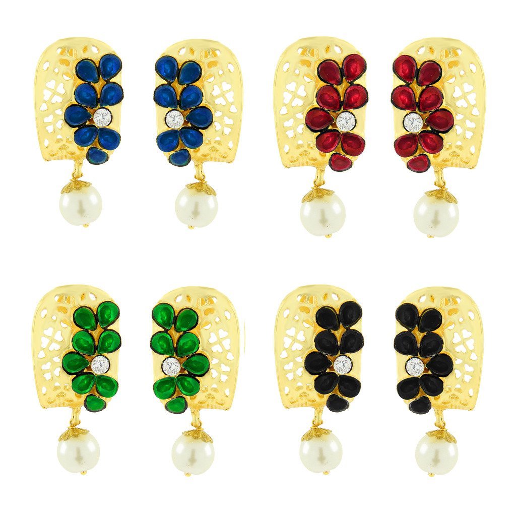 Victorian Matte Gold CZ Sapphire Blue Stud Earring