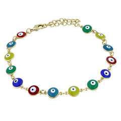 Turkish Colorful Evil Eye Dainty Delicate Charms Single Leg Gold Payal