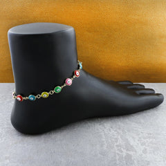 Turkish Colorful Evil Eye Dainty Delicate Charms Single Leg Gold Payal