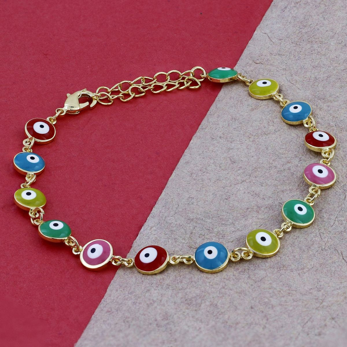 Turkish Colorful Evil Eye Dainty Delicate Charms Single Leg Gold Payal