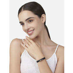 Love Cubic zirconia Leather Copper Black Gold Wrist band Bracelet Women