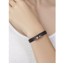 Love Cubic zirconia Leather Copper Black Gold Wrist band Bracelet Women