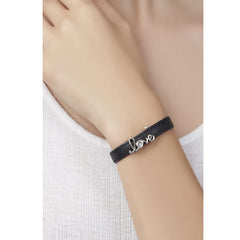 Love Cubic zirconia Leather Copper Black Gold Wrist band Bracelet Women