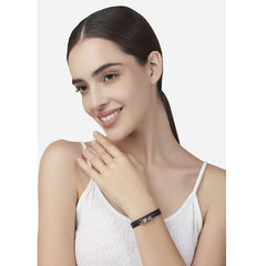 Love Cubic zirconia Leather Copper Black Gold Wrist band Bracelet Women