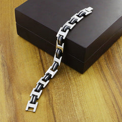 Geometric 316L Stainless Steel Black Inlay Bracelet For Men