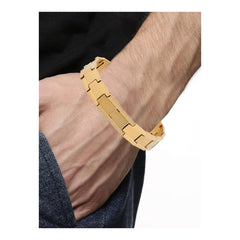 Stainless Steel 18K Gold Plated Geometric Stylish Bracelet For Men