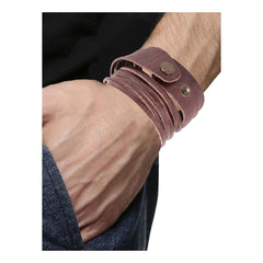 Multi Strand Brown Handcrafted Leather Strand Bracelet For Men