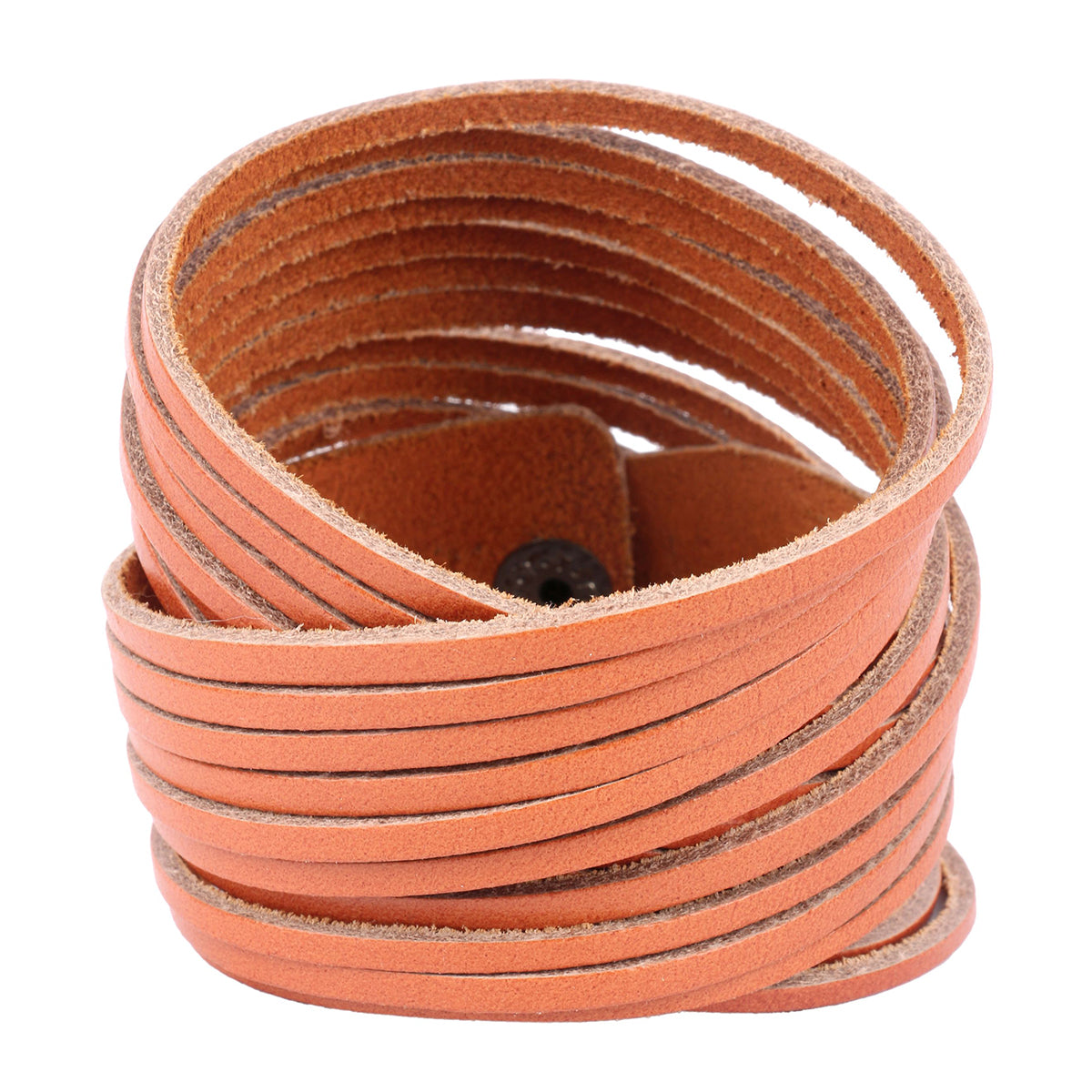 Multi Strand Tan Brown Handcrafted Leather Strand Bracelet For Men