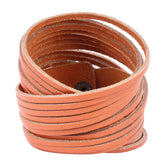 Multi Strand Tan Brown Handcrafted Leather Strand Bracelet For Men