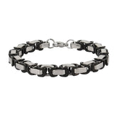 3D Byzantine Black Silver Surgical Stainless Steel Bracelet Men