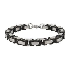 3D Byzantine Black Silver Surgical Stainless Steel Bracelet Men