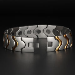 Titanium Stainless Steel Silver Gold Magnetic Therapy Health Energy Bracelet Men