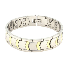Titanium Stainless Steel Silver Gold Magnetic Therapy Health Energy Bracelet Men