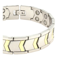 Titanium Stainless Steel Silver Gold Magnetic Therapy Health Energy Bracelet Men