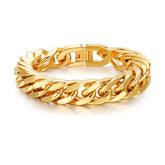 Italian 3D Curb Links 22K Gold Plated Stainless Steel Bracelet For Men