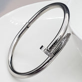 Nail Gothic Cz Stainless Steel Openable Cuff Kada Bangle Bracelet Men