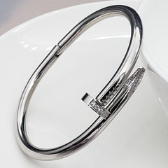 Nail Gothic Cz Stainless Steel Openable Cuff Kada Bangle Bracelet Men
