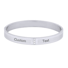 Classic American Diamond Cz Stainless Steel Personalized Engraved Kada Bangle Men