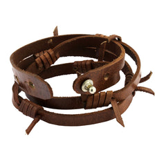 Handmade Tan Brown Leather Wrist Band Biker Bracelet For Men