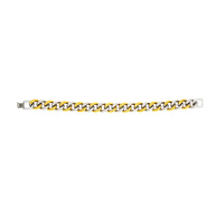 Curb 18K Gold Plated Two Tone Glossy Stainless Steel Bracelet Men